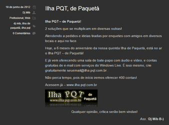 Lançamento do site Ilha de Paquetá PQT